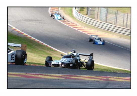 Noel driving up the famous Eau Rouge corner.